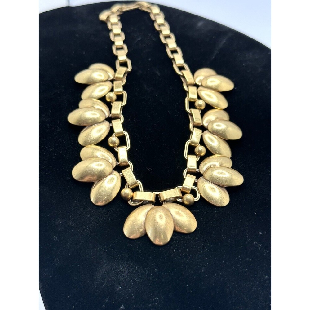 Stella & Dot Gold/Brass Link Collar/Bib Statement Runway Couture Necklace Signed